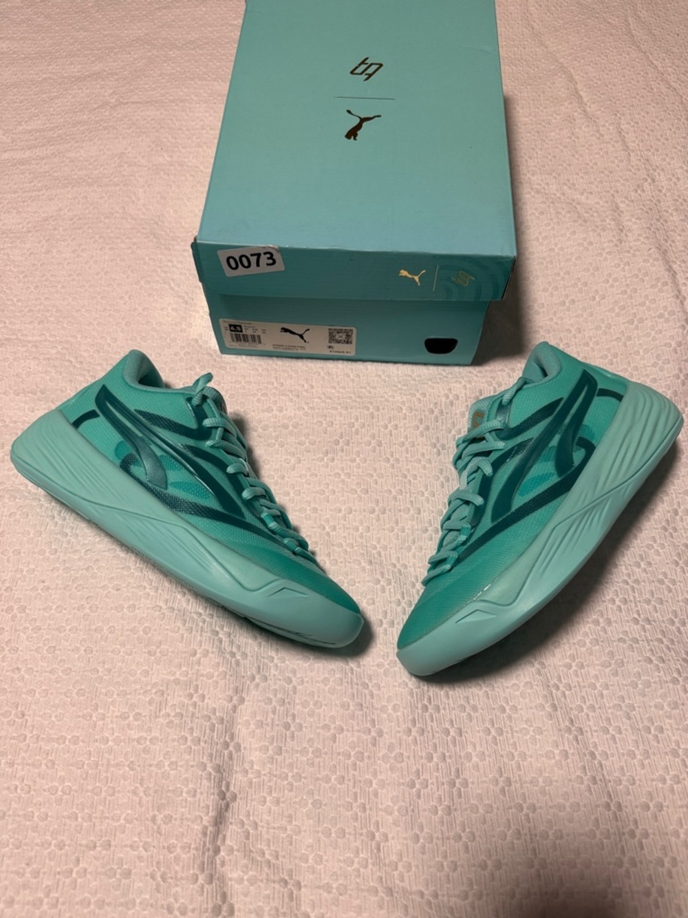 Puma Women's Teal Low-Top Sneakers with Gold Accents - Picture 3 of 5